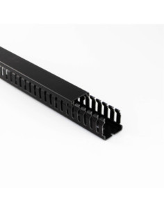 75mm(W) x 50mm(H) OPEN SLOT 8mm BLACK PVC TRUNKING 8 x 2m (16m)