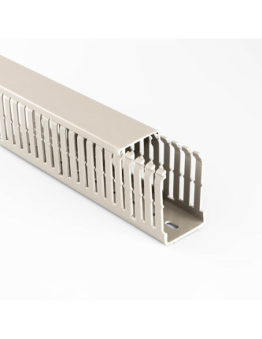 37.5mm(W) x 100mm(H) NARROW OPEN SLOT 5mm GREY PVC TRUNKING 8 x 2m (16m)