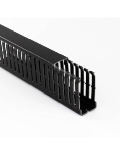 100mm(W) x 75mm(H) NARROW OPEN SLOT 5mm BLACK PVC TRUNKING 4 x 2m (8m)