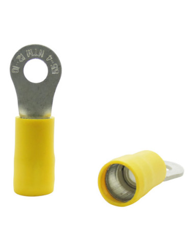 INSULATED YELLOW RING TERMINAL 4.0mm STUD x 9.5mm WIDE