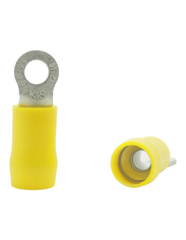 INSULATED YELLOW RING TERMINAL 3.5mm STUD x 7.2mm WIDE