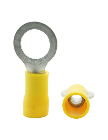 INSULATED YELLOW RING TERMINAL 8.0mm STUD x 13.2mm WIDE