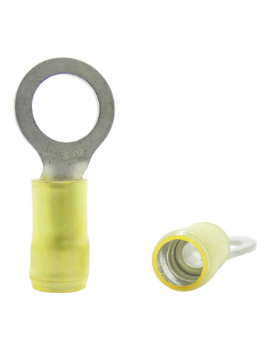 INSULATED YELLOW RING TERMINAL 8.0mm STUD x 13.2mm WIDE