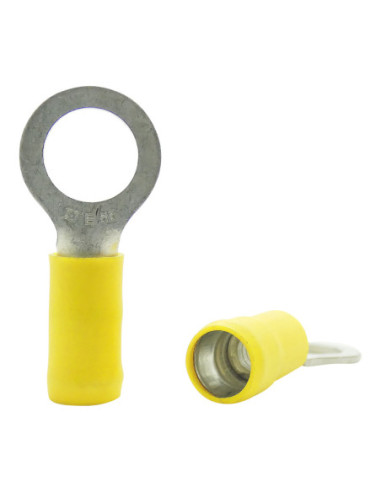 INSULATED YELLOW RING TERMINAL 8.0mm STUD x 13.2mm WIDE