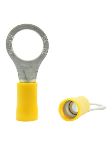 INSULATED YELLOW RING TERMINAL 10.0mm STUD x 15.0mm WIDE