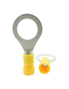 INSULATED YELLOW RING TERMINAL 12.0mm STUD x 19.2mm WIDE
