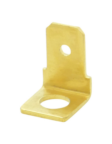 6.35mm x 0.8mm 90° UNINSULATED BRASS EARTH TAB TERMINAL 4.3mm FIXING HOLE