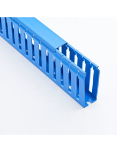 100mm(W) x 75mm(H) OPEN SLOT 8mm BLUE PVC TRUNKING 4 x 2m (8m)
