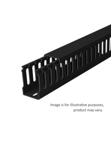 25mm(W) x 80mm(H) OPEN SLOT BLACK PVC PANEL TRUNKING