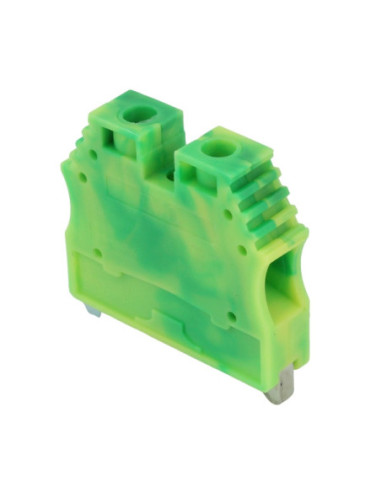 6-10mm² 2-Conductor Earth Terminal Block Green Yellow