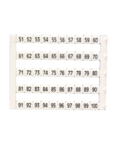 5mm MARKERS for 2.5mm² DIN RAIL TERMINALS (ER2.5) BLACK ON WHITE Nos. 51-100