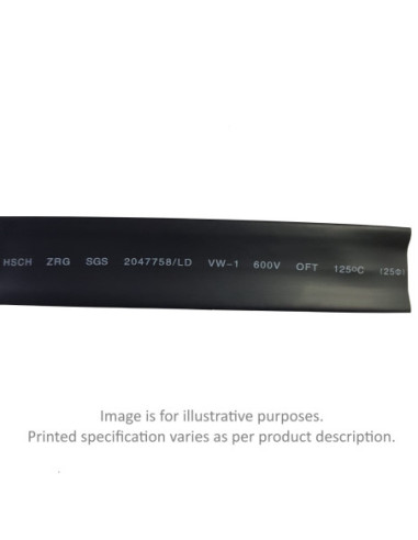 38.1-19.0mm 2:1 RATIO HEATSHRINK BLACK Labelled with Spec