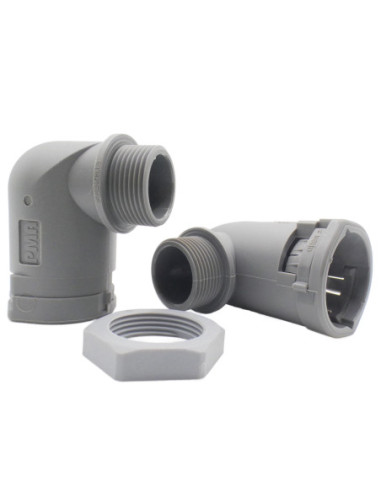 M25 NYLON CONDUIT 90° ELBOW FITTING M25 THREAD GREY