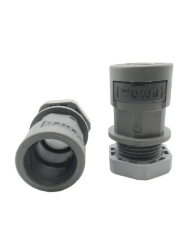 16mm NYLON CONDUIT STRAIGHT FITTING M20 THREAD GREY IP66