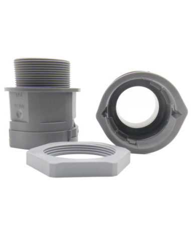 40mm NYLON CONDUIT STRAIGHT FITTING M40 THREAD GREY IP66