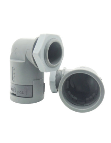 25mm NYLON CONDUIT 90° ELBOW FITTING M25 THREAD GREY IP66