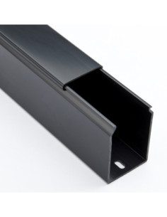 100mm(W) x 75mm(H) SOLID WALL BLACK PVC TRUNKING 4 x 2m (8m)