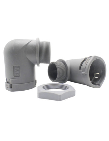 M32 NYLON CONDUIT 90° ELBOW FITTING M32 THREAD GREY