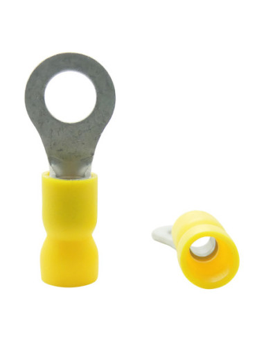 INSULATED YELLOW RING TERMINAL 6.0mm STUD x 12.0mm WIDE ON TAPE