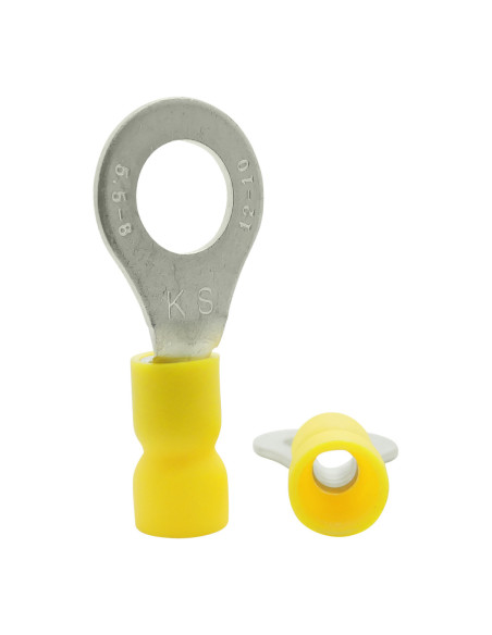 INSULATED YELLOW RING TERMINAL 8.0mm STUD ON REELS