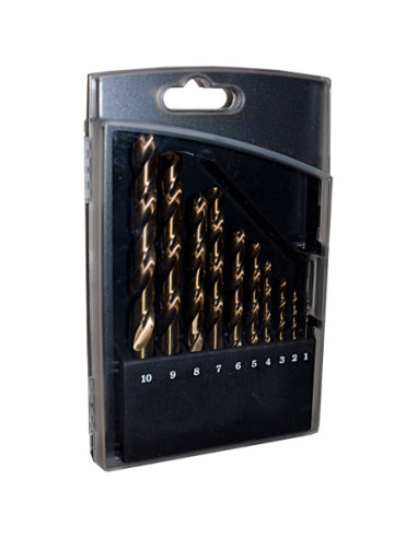 METRIC JOBBER DRILL BIT SET COBALT 10 PIECES 1.0mm-10mm