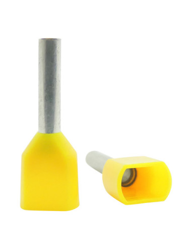 1.0mm² Cable Size YELLOW DUAL ENTRY CORD END FERRULE L:10mm Pin (Total L:17mm)
