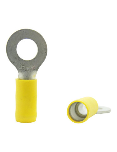 INSULATED YELLOW RING TERMINAL 6.0mm STUD x 12.0mm WIDE