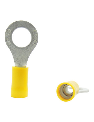 INSULATED YELLOW RING TERMINAL 8.0mm STUD x 15.0mm WIDE