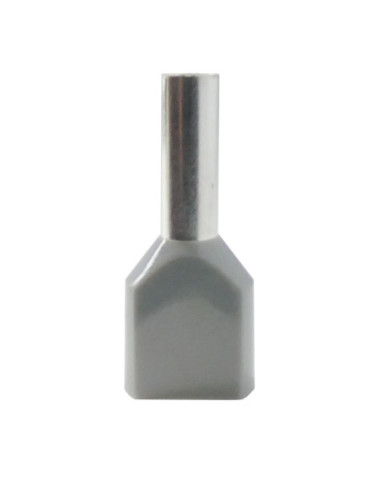 4.0mm² Cable Size GREY DUAL ENTRY CORD END FERRULE L:12mm Pin