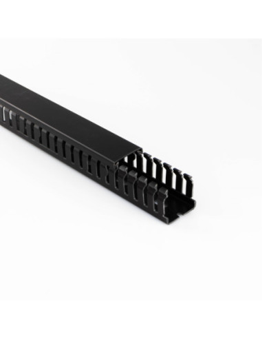 50mm(W) x 50mm(H) OPEN SLOT 8mm BLACK PVC TRUNKING 8 x 2m (16m)