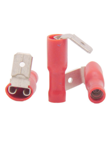 6.35mm FULLY INSULATED RED PUSH-ON PIGGY BACK TERMINAL FITS 0.8mm TAB
