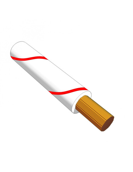0.5mm² TRI RATED CABLE WHITE WITH RED STRIPE PVC SHEATH TEMP 105°C