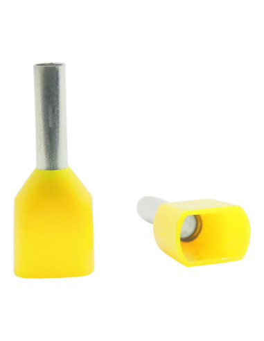 1.0mm² Cable Size YELLOW DUAL ENTRY CORD END FERRULE L:8mm Pin