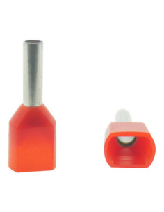 1.0mm² Cable Size RED DUAL ENTRY CORD END FERRULE 8mm Pin Length