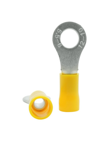 INSULATED YELLOW RING TERMINAL 6.0mm STUD x 12.0mm WIDE