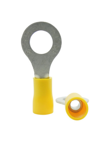 INSULATED YELLOW RING TERMINAL 8.0mm STUD x 15.0mm WIDE