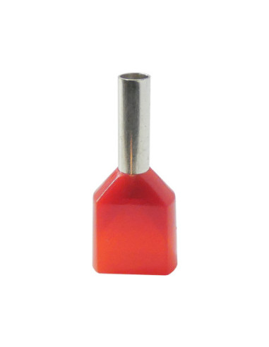1.5mm² Cable Size RED DUAL ENTRY CORD END FERRULE L:8mm Pin